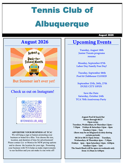 August 2026 Newsletter