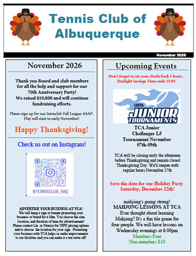 November 2026 Newsletter